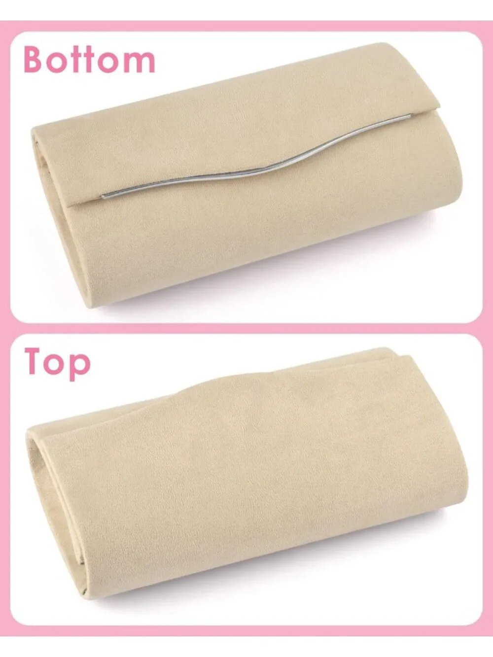 Women's D Apricot Suede Envelope Clutch Purse Formal Evening Wedding Party Bag